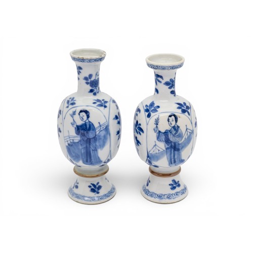 A PAIR OF BLUE AND WHITE MINIATURE VASES KANGXI PERIOD (1662-1722