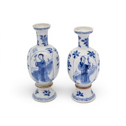 A PAIR OF BLUE AND WHITE MINIATURE VASES KANGXI PERIOD (1662-1722