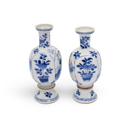 A PAIR OF BLUE AND WHITE MINIATURE VASES KANGXI PERIOD (1662-1722