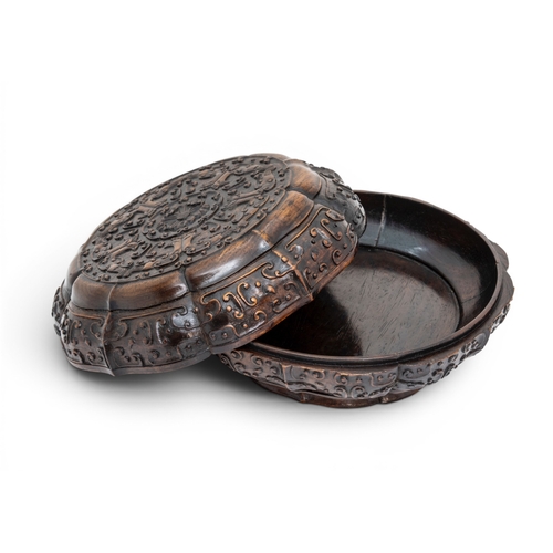 A FINE AND RARE HONGMU CHINESE HARDWOOD FLUTED BOXQIANLONG, 1736
