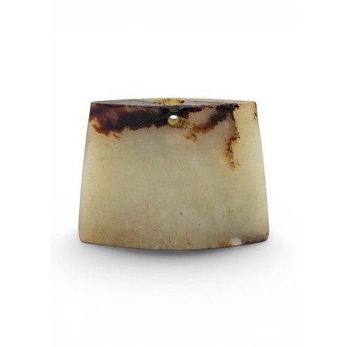 23 - AN UNUSUAL CHINESE ARCHAIC-STYLE JADE BLADE PEDANT PROBABLY MING OR EARLIER明或更早 青白玉素面剑珌of pale celad... 