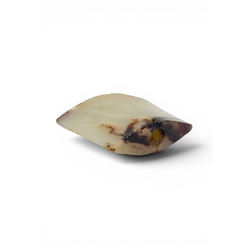 23 - AN UNUSUAL CHINESE ARCHAIC-STYLE JADE BLADE PEDANT PROBABLY MING OR EARLIER明或更早 青白玉素面剑珌of pale celad... 