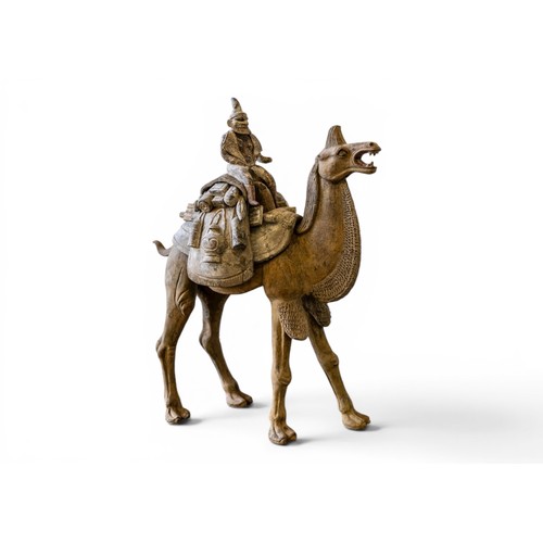 A MASSIVE POTTERY MODEL OF A CAMEL AND RIDERTANG DYNASTY (618-907)唐 ...