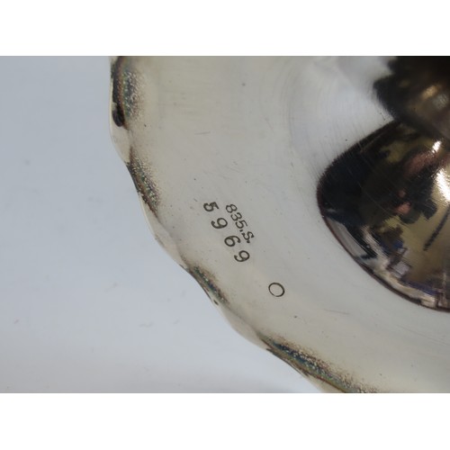 22 - A CONTINENTAL SILVER BUD VASE AND A PAIR OF DUTCH SILVER SALTSthe bud vase with scalloped rim, stamp... 