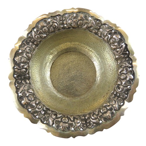 57 - A PAIR OF PLANISHED CONTINENTAL SILVER BOWLSwith scroll foliate repousse rims and scrolling edgesmar... 