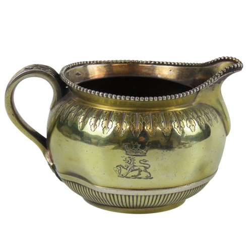 30 - A MID VICTORIAN SILVER AND GILT CREAMERLONDON 1864compressed globular form with beaded edge and flut... 