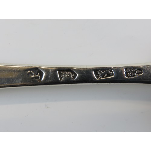 46 - TWO GEORGE II SILVER DESSERT SPOONSLONDON 1730fiddle pattern with engraved handlesmarked for Isaac C... 