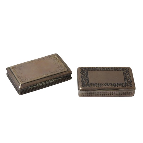 48 - TWO 19TH CENTURY SILVER SNUFF BOXESone chased scroll foliate decorated box with reeded edges by Davi... 
