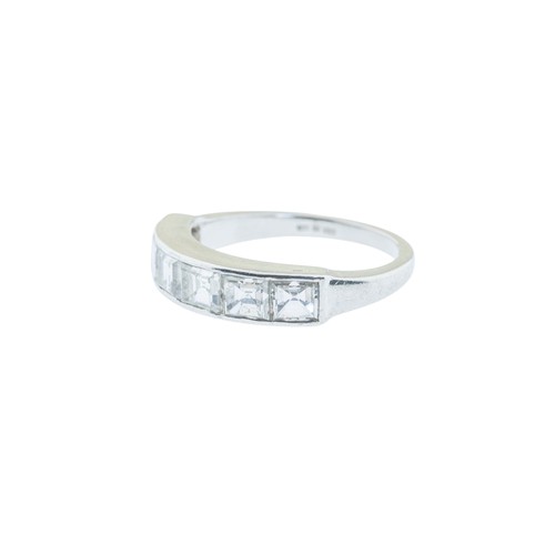 219 - A PLATINUM DIAMOND HALF ETERNITY RING,set with six square cut diamonds, approximately 1.50 carats to... 