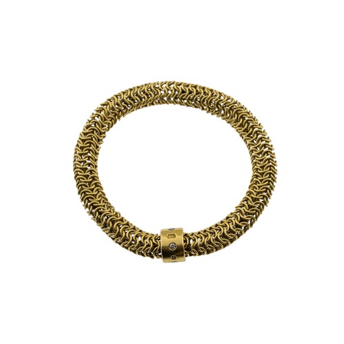 233 - AN 18 CARAT GOLD AND DIAMOND BRACELET BY ROBERT WELCH, 1970s,composed of plaited circular links, wit... 