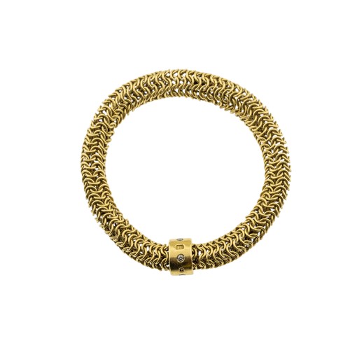 233 - AN 18 CARAT GOLD AND DIAMOND BRACELET BY ROBERT WELCH, 1970s,composed of plaited circular links, wit... 