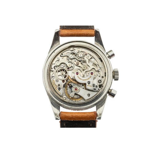 257 - HEUER: A STEEL AUTAVIA CHRONOGRAPH WRISTWATCH, Ref: 2446H 'THE RINDT'; Serial No. 89431, reverse pan... 