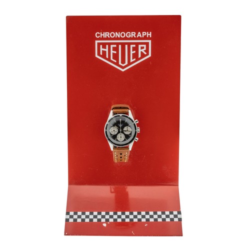 257 - HEUER: A STEEL AUTAVIA CHRONOGRAPH WRISTWATCH, Ref: 2446H 'THE RINDT'; Serial No. 89431, reverse pan... 