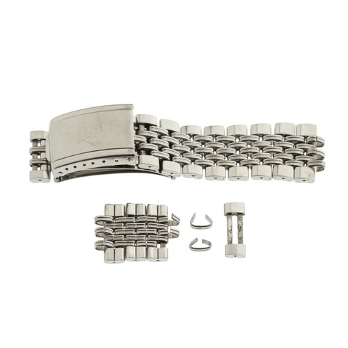 258 - HEUER: A STEEL WATCH BRACELET, by Gay Freres, stamped G.F. with goat logo and dated 3.70