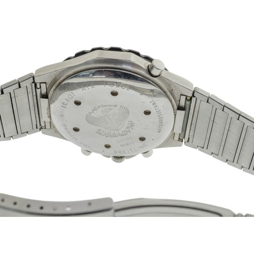 248 - BREITLING: A STEEL NAVITIMER JUPITER QUARTZ 3300 WRISTWATCH; ISSUED FOR THE IRAQI AIRFORCE; signed b... 