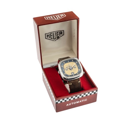 255 - HEUER: A STEEL SILVERSTONE CHRONOGRAPH WRSTWATCH, the faded dial signed Heuer Silverstone Automatic ... 
