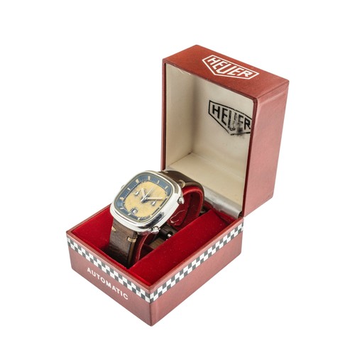 255 - HEUER: A STEEL SILVERSTONE CHRONOGRAPH WRSTWATCH, the faded dial signed Heuer Silverstone Automatic ... 