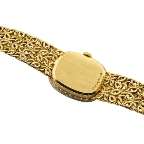 247 - ROLEX: AN 18K GOLD AND DIAMOND LADIES WRISTWATCHbark finish silvered dial signed Rolex, baton numera... 