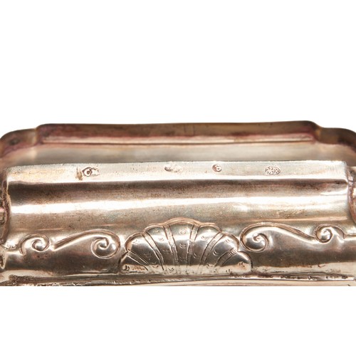 35 - A DUTCH TOBACCO BOX, C.1740 Engraved around the lid and base with scrolls, the lid centrally engrave... 
