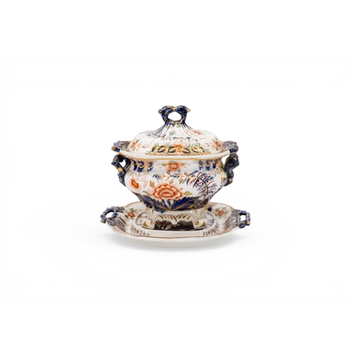27 - A DAVENPORT 'IMARI' DINNER SERVICE comprising a large tureen and stand, two other tureens, an open s... 