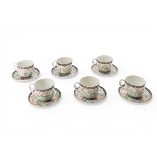 57 - A JAPANESE TEA SETMEIJI PERIODrichly painted in enamels with scenes of exotic birds amongst a profus... 