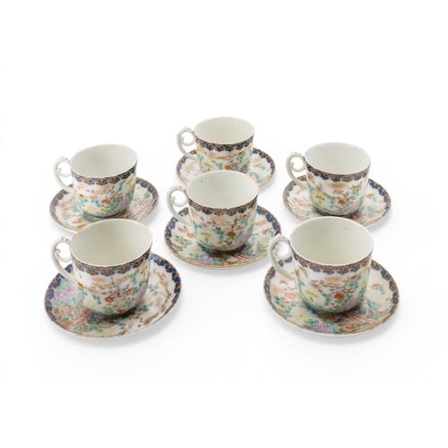57 - A JAPANESE TEA SETMEIJI PERIODrichly painted in enamels with scenes of exotic birds amongst a profus... 