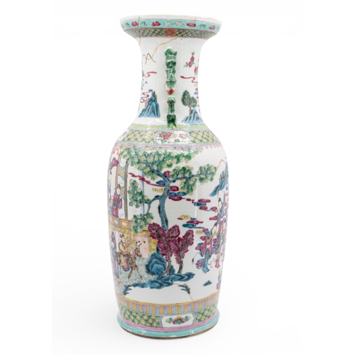 1 - A LARGE CHINESE FAMILLE ROSE VASEQING DYNASTY, 19TH CENTURYthe baluster sides with figural decoratio... 