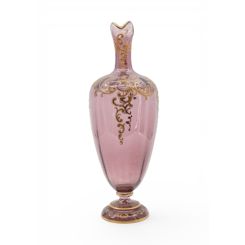 11 - A BOHEMIAN GLASS EWER with enamelled decoration. 19th century. 43 cms