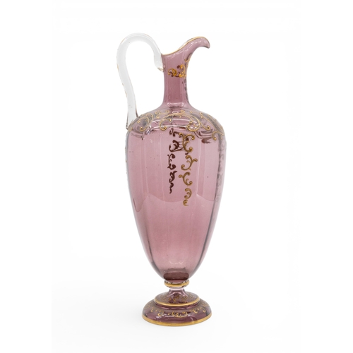 11 - A BOHEMIAN GLASS EWER with enamelled decoration. 19th century. 43 cms