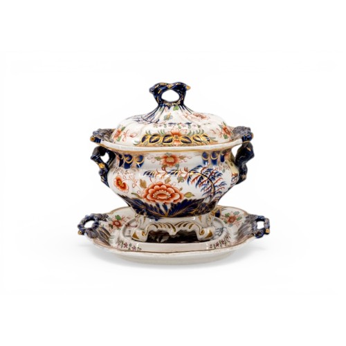 27 - A DAVENPORT 'IMARI' DINNER SERVICE comprising a large tureen and stand, two other tureens, an open s... 