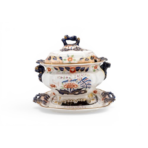 27 - A DAVENPORT 'IMARI' DINNER SERVICE comprising a large tureen and stand, two other tureens, an open s... 