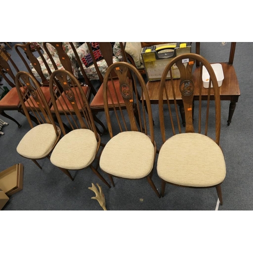 680 - Set of four Ercol swan back dining chairs