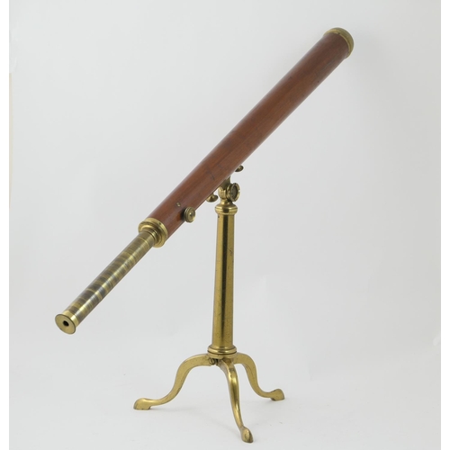 448 - Early Victorian mahogany and lacquered brass folding telescope by Dolland of London, 74cm barrel wit... 