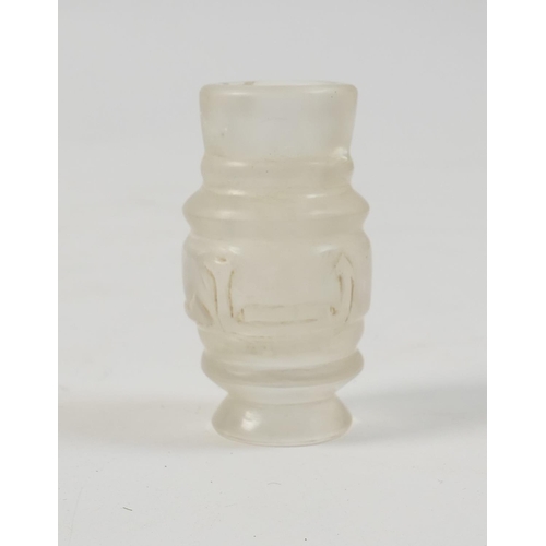 478 - Carved rock crystal bottle, in the Fatimid style, having a central band of kufic script, height 6.3c... 