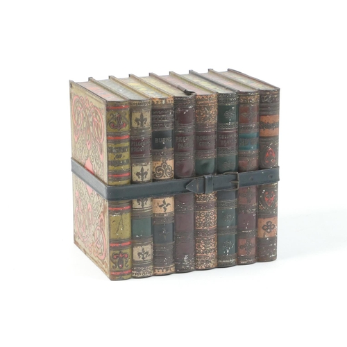 492 - Huntley & Palmer biscuit tin, formed as a bundle of books, 16cm x 12cm