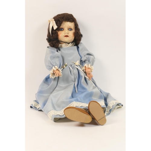 506 - Schoenau & Hoffmeister bisque headed girl doll, brown crimped wig, sleeping blue glass eyes with las... 