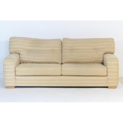 525 - Collins & Hayes modern three seater settes, upholstered in oatmeal fabric, width 233cm, depth 100cm,... 