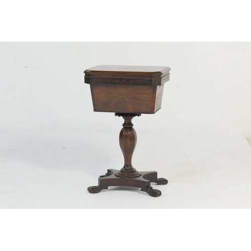 558 - William IV rosewood teapoy, circa 1830, rectangular top with canted corners, over a lappet frieze an... 