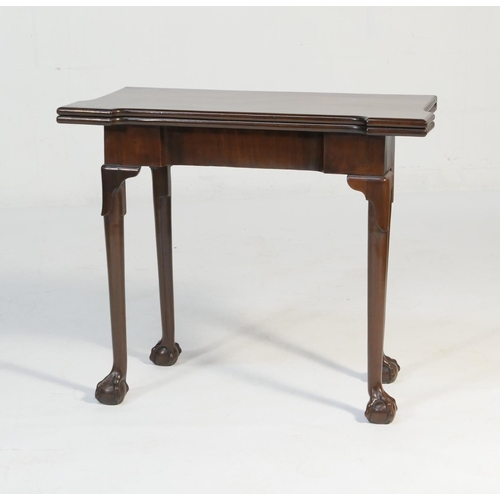 567 - George III mahogany folding card table, circa 1770, the top folding over a single gate to the rear, ... 