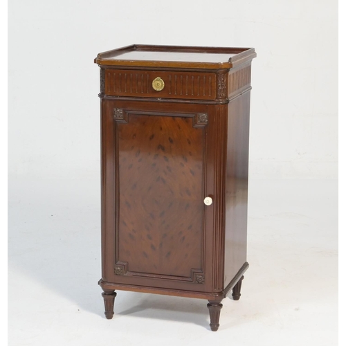 573 - Late Victorian plum pudding mahogany pot cupboard, by Morison & Co., Edinburgh, circa 1900, with thr... 