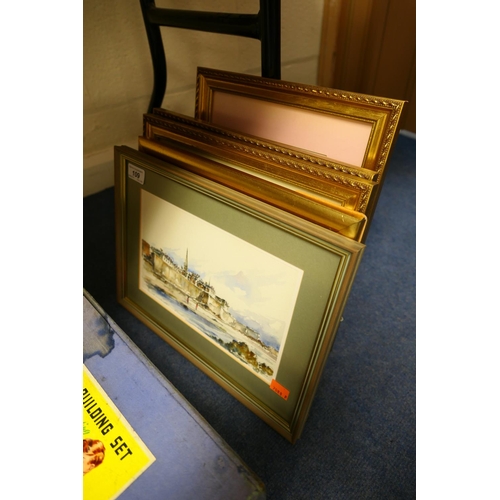 109 - Framed pen and ink drawing; also assorted gilt framed prints