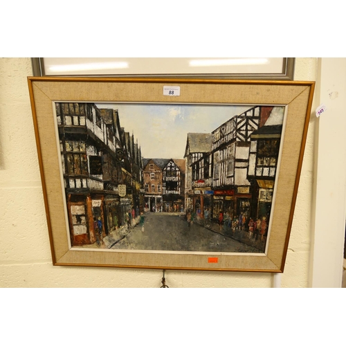 88 - S. Turner, 'St Werburgh's Street, Chester', oil painting, signed and dated 1975