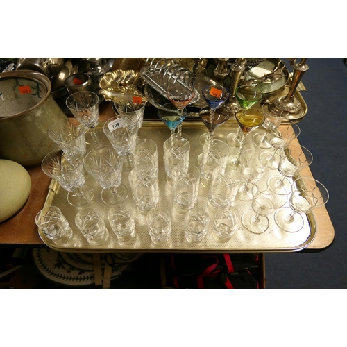 109 - Mixed glassware including six Harlequin cocktail liqueur glasses