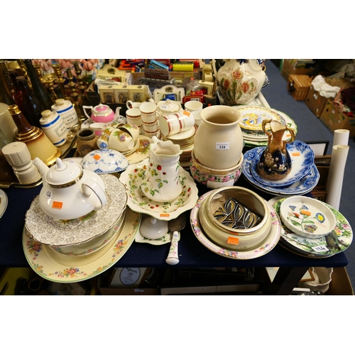 124 - Mixed decorative ceramics including china tea wares, assorted plates, vases etc