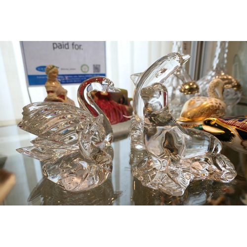 216 - Waterford Crystal animalier figures including swan, dolphin, sealion and a duck (4)