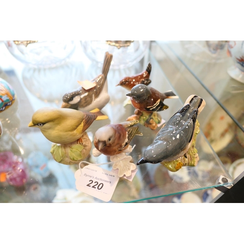 220 - Assorted bird figures by Aynsley, Royal Copenhagen, Goebel and Beswick (6)