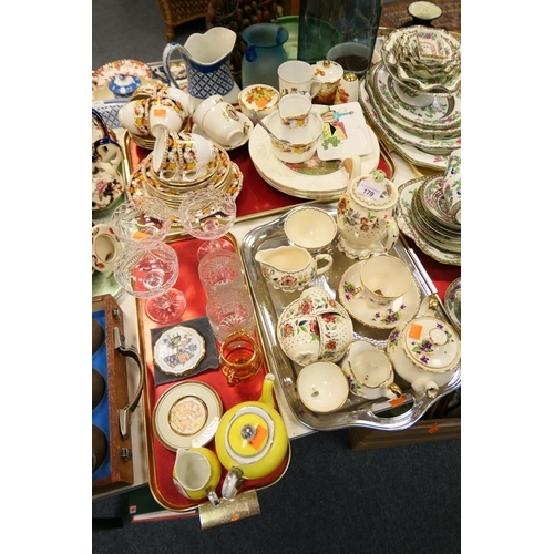 179 - Mason's Ironstone Arbor pattern part coffee service; also tea wares, decorative china, dinner plates... 