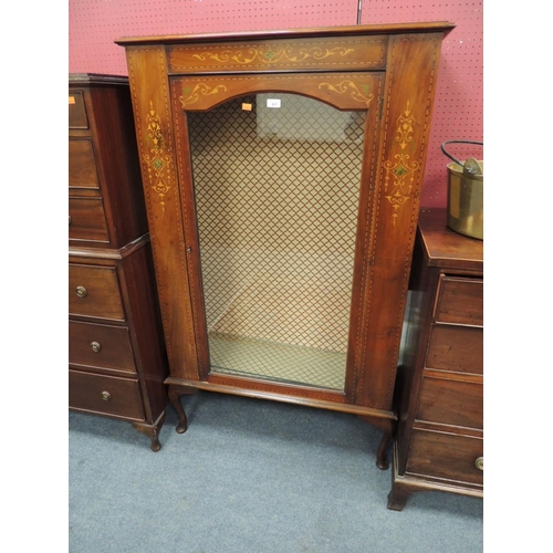 631 - Attractive mahogany and inlaid display cabinet with glass shelves