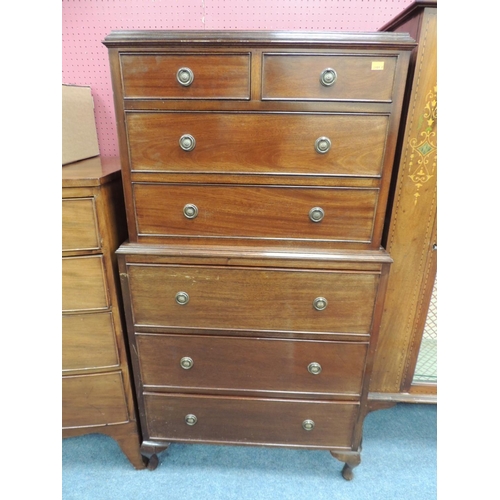 633 - George V mahogany small tallboy chest by McCrae's