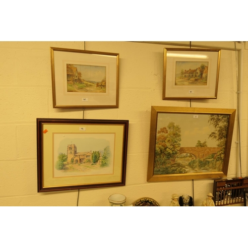 75 - Ernest Potter (active late 19th/early 20th Century), pair of old cottages, signed watercolours; also... 